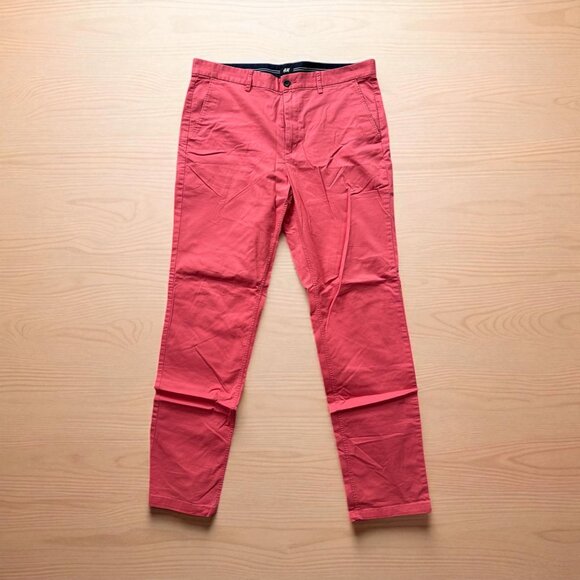H&M Men's Washed Red Casual Pants Size 36R - Picture 1 of 6